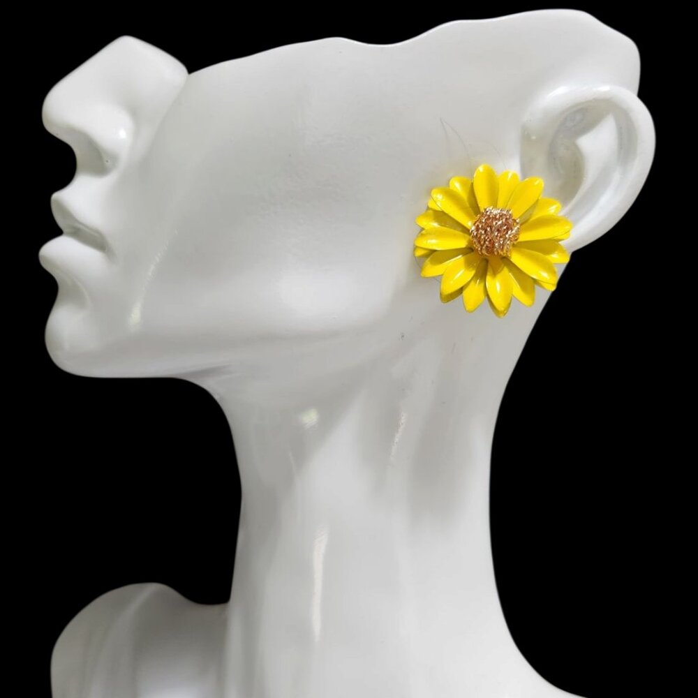Yellow sunflower stud earrings